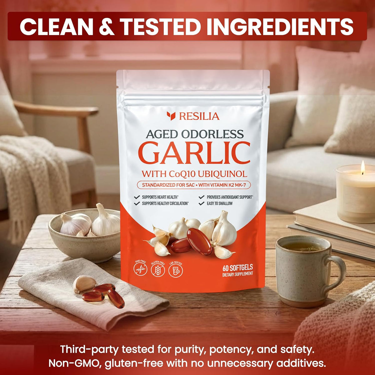 Resilia Odorless Aged Garlic Softgels