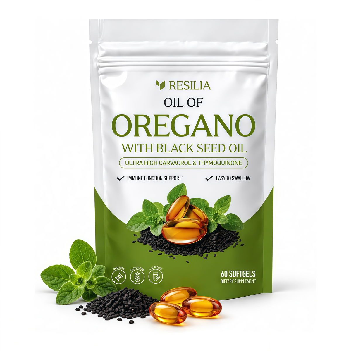 Softgels with Black Seed Oil+Odorless Aged Garlic